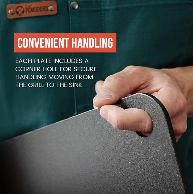 Chef Pomodoro Pizza Steel for Oven 13 Inch 1/4 Inch Thick, Baking Steel for Oven, Grill, Sourdough Bread, Baking Stone for Oven With Lifting Holes 13" X 13" (33.6 x 33.6 cm)