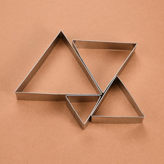 Equilateral Triangle Cookie Cutter Set Large Stainless Steel Geometric Frame Plaque Cookie Cutters Shapes Molds - 1 Inch Depth (4 Sizes)