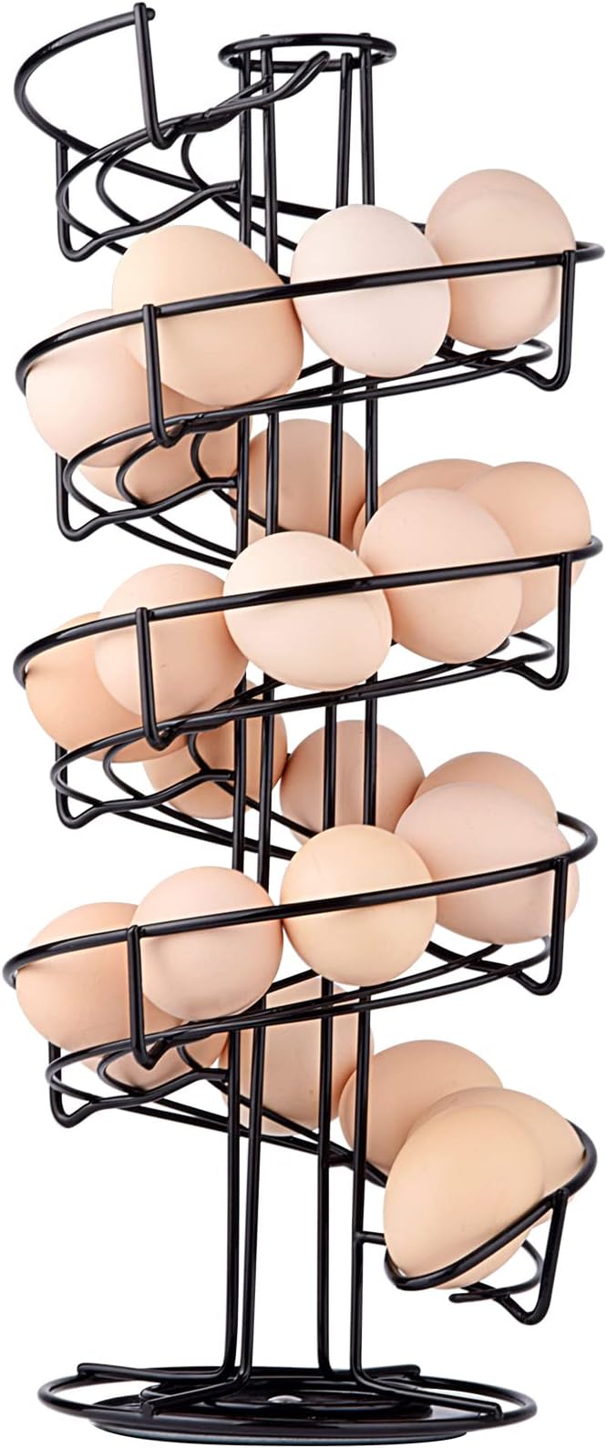 Toplife Spiral Design Metal Egg Skelter Dispenser Rack, Storage Display Rack, Black