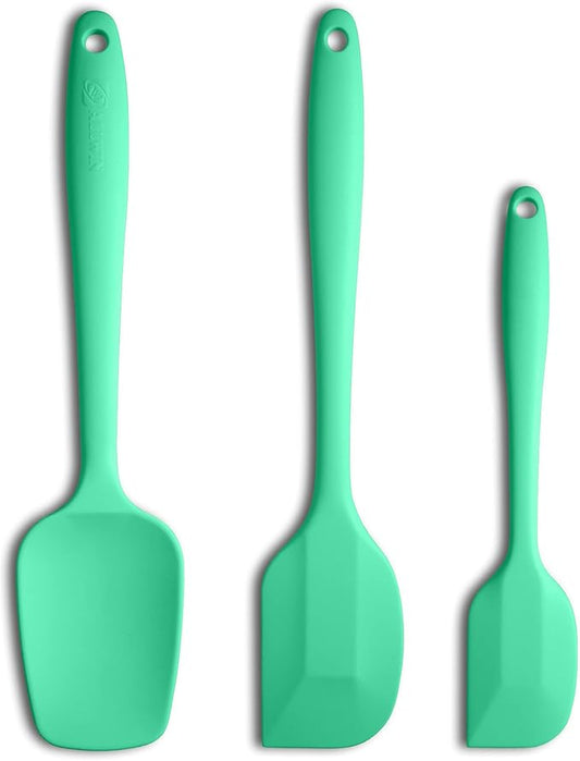 Silicone Spatula 3-piece Set, Ergonomic Handle High Heat-Resistant Spatulas, Non-stick Rubber Spatulas with Stainless Steel Core, Macaron Green