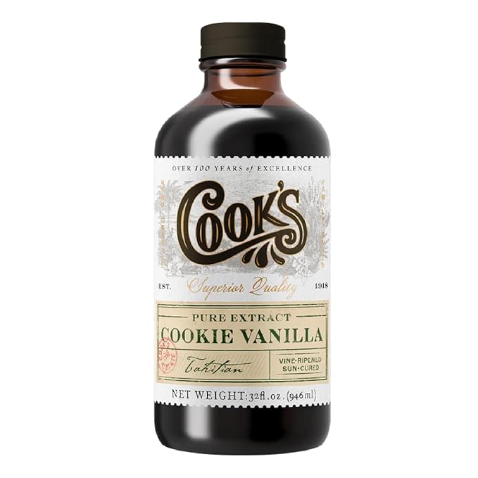 Cook's, Pure Cookie Vanilla Extract, Floral Vanilla Extract for Cakes, Cookies, Pastries, Ice Creams, 32 oz