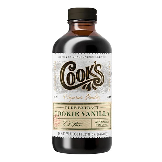 Cook's, Pure Cookie Vanilla Extract, Floral Vanilla Extract for Cakes, Cookies, Pastries, Ice Creams, 32 oz