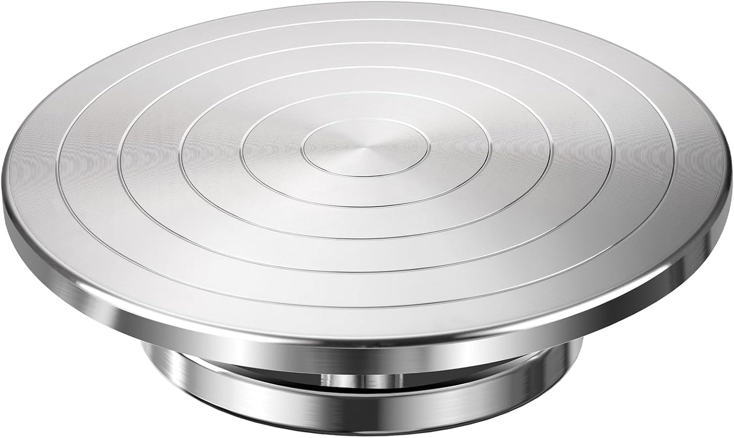 Yncotte 12 Inch Banding Wheel, Double-Sided Pottery Wheel Turnable Aluminium Alloy Heavy Duty Metal Sculpting Wheel with Ball Bearings for Ceramics Clay Model Making Cake Decor Paint Spraying Display