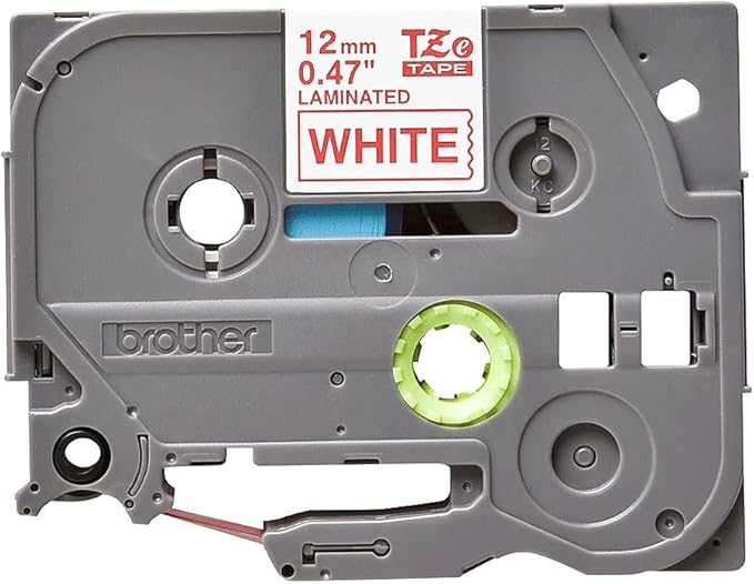 Brother Genuine P-Touch TZE-232 Tape, 1/2" (0.47 mm) Standard Laminated P-Touch Tape, Red on White Laminated for Indoor or Outdoor Use, Water-Resistant 26.2 ft (8m), Single-Pack