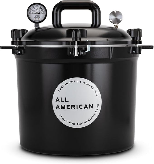 All American 1930 21.5qt Pressure Cooker/Canner (The 921), Onyx Black - Exclusive Metal-to-Metal Sealing System - Suitable for Gas, Electric, or Flat Top Stoves - Made in the USA