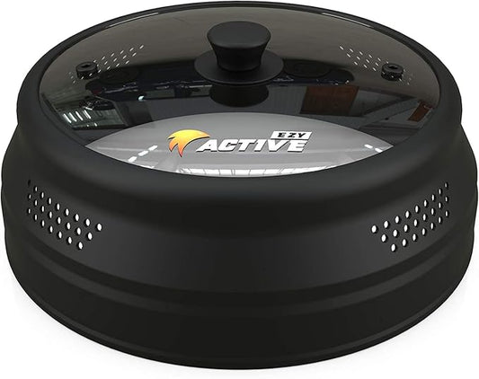 Collapsible Microwave Cover for Food - Silicone and Glass Splatter Guard Lid for 6-12 inch Plates & Bowls, Dishwasher Safe, Heat Resistant, BPA-Free, Black