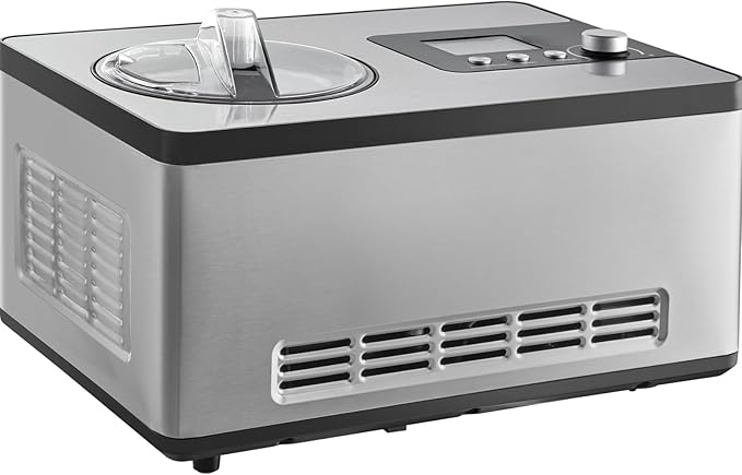 VEVOR Automatic Ice Cream Maker with Built-in Compressor, 2 Quart No Pre-freezing Fruit Yogurt Machine, Stainless Steel Electric Sorbet Maker, 3 Modes Gelato Maker with LCD Display & Timer, Silver