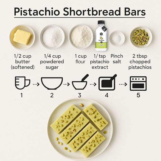 Dolce Flav Pistachio Extract – 2 Ounce Water-Soluble Kosher, Sugar-Free, Concentrated Nutty Pistachio Flavor for Baking, Ice Cream & Pastries, Includes Measured Dropper