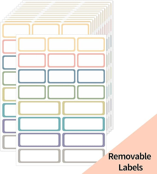 STARLIBOO Removable Labels, Removable Colored Labels Stickers, Self-Adhesive Rectangular Stickers Water/Oil/Tear Resistant for Storage/Classroom/Home (2 Size, 300 Labels)