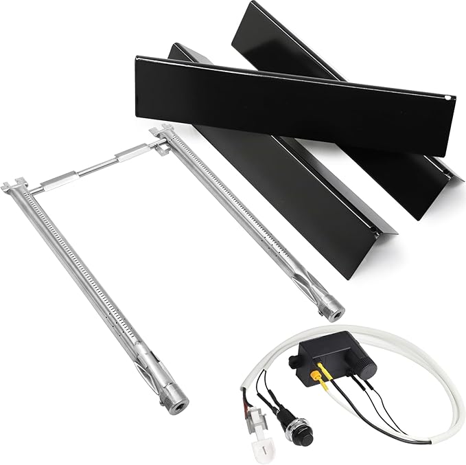 Criditpid Grill Replacement Parts for Weber Spirit I/II 200 with Front Control, 7635 Flavorizer Bars, 69785 Grill Burner Tubes & 7642 Grill Igniter Kit for Weber Spirit E210, E220, S210, S220 Grills.