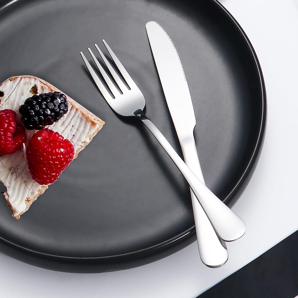 Silverware Set 50 Piece Stainless Steel Flatware Set Silverware Utensils for 10 People Includes Forks Knives Spoons & Salad Forks Dishwasher Safe Durable Tableware for Home Restaurant or Outdoor Use