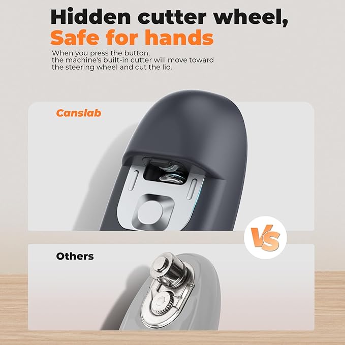 Ultrablde SE - USB Rechargeable Electric Can Opener for Kitchen for Seniors with Arthritis- Cordless Battery Powered Automatic, Side Cut, Smooth Edge, Handsfree, for Small or Large Cans, Grey