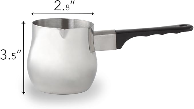 Imperial Home Turkish Coffee Pot Warmer Set, Stainless Steel Tea Pot, Espresso Warmer for Stovetop, Milk Frother, Butter Maker, Mini Melting Pot, Coffee Decanter & Carafe, 3 Pot Set