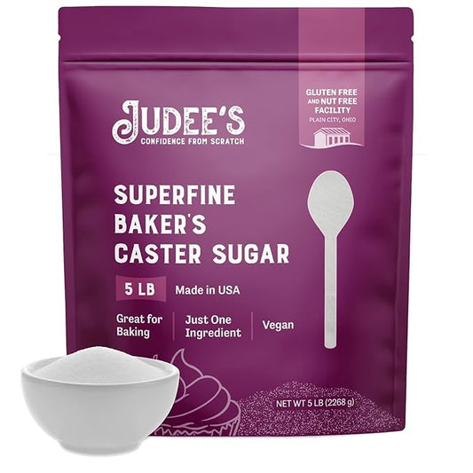 Judee's Gluten Free 8 Pack Superfine Caster Sugar - 5 lbs (40 lbs Total) - Delicious and 100% Gluten-Free - Bakers Sugar for Homemade Treats, Baked Goods, and Toppings - Airy and Smooth