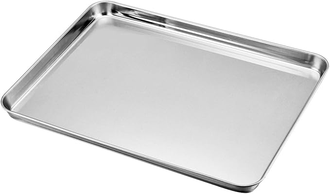 TeamFar Baking Sheet with Rack Set, Stainless Steel Baking Pan Tray Cookie Sheet with Cooling Rack, Non Toxic & Healthy, Easy Clean & Dishwasher Safe