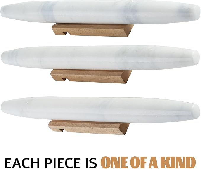 Koville African Natural Marble French Rolling Pin, 16inch Non-Stick Rolling Pin for Baking, Dough Roller for Pasta, Dumpling, Fondant, Pie, Bread, Pizza, Kitchen Baking Tools(Namib Fantasy)