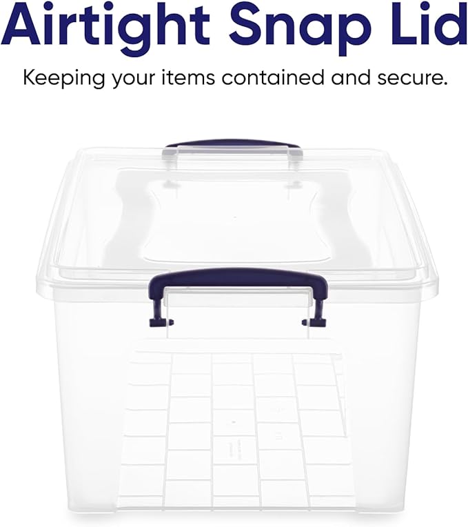 Superio Storage Bins with Lids, Clear Plastic Containers for Organizing, Stackable Totes, BPA Free, Odor Free, Organizer Boxes for Home, and Dorm (4 Pack, 28.5 Qt)