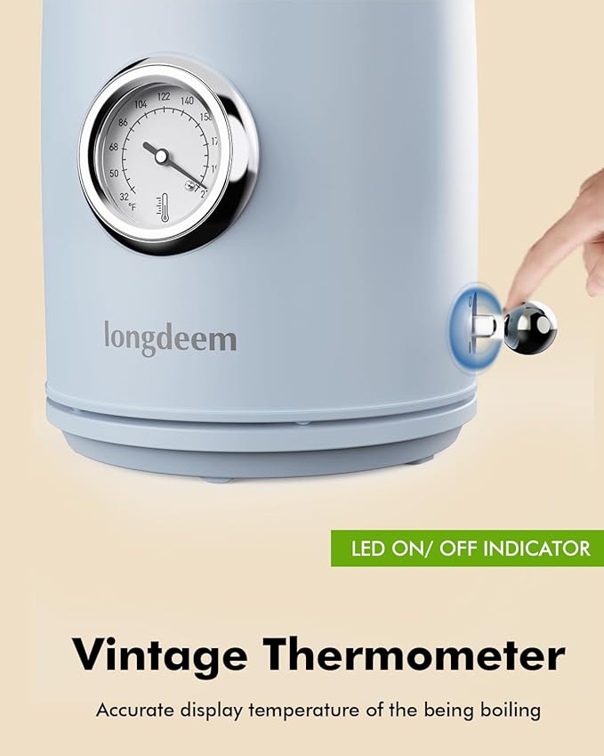 1L Small Electric Kettles Stainless Steel, Portable Travel Mini Hot Water Boiler Heater, Cool Touch Teapot, Auto Shut-Off & Boil-Dry Protection for Cooking, Business Trip and More, Blue