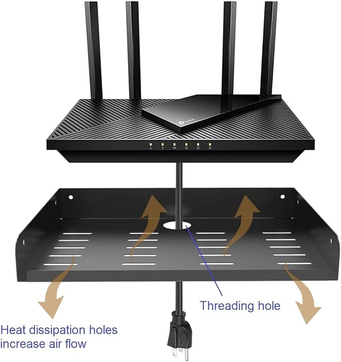 JINGCHENGMEI Metal Floating Wall Mounted Shelf Bracket for AV, TV Accessories, WiFi Router, TV Box, Cable Boxes, DVD Player, Games Consoles or Other Small Projectors (12 inches Width)