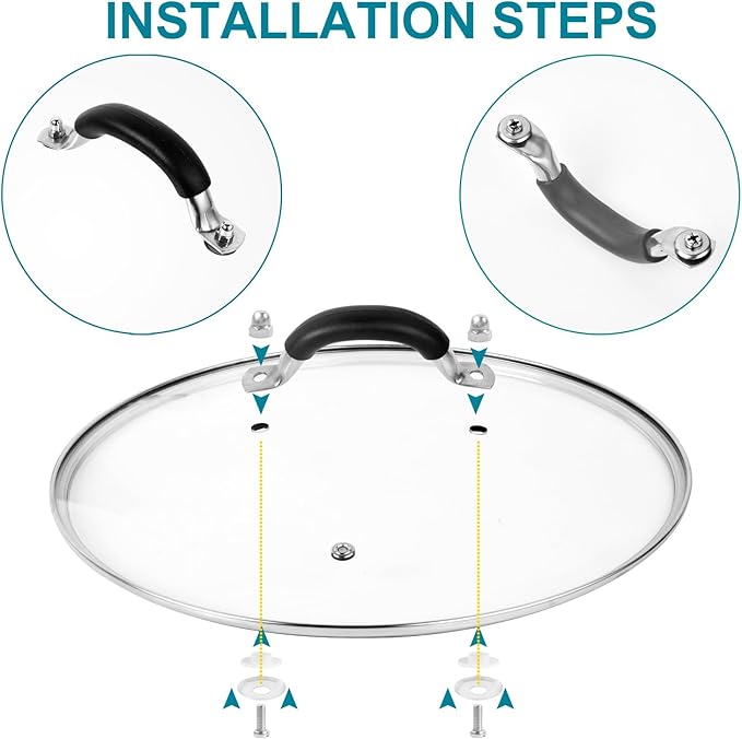 12 Inch Pan Lid - Glass Lid with Stainless Steel Handle for Frying Pan and Pots (12" Lid)