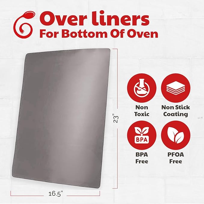 Cooks Innovations Non-Stick Oven Protector Mat - 2 Heavy Duty Nonstick Oven Rack Liners to Protect Convection, Electric, Gas, & Microwave Ovens - BPA & PFOA Free Heat Resistant Baking Mat