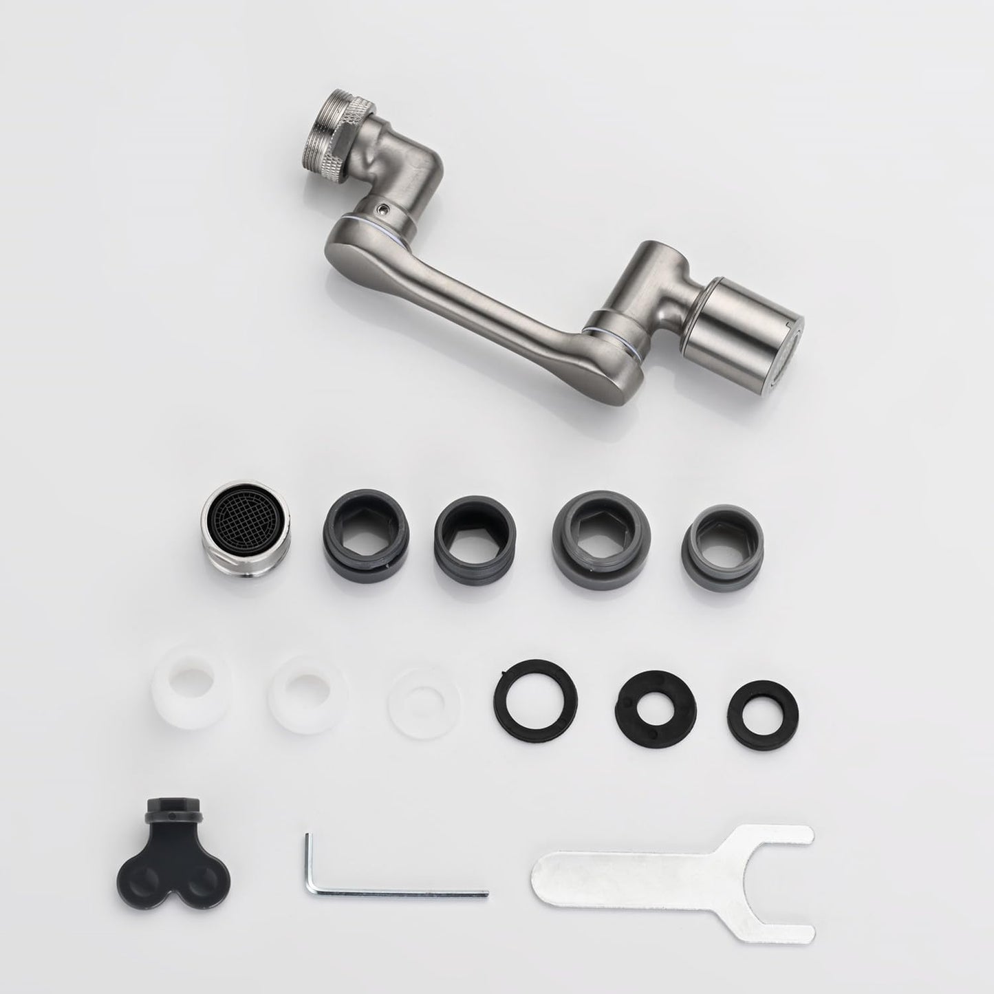 Universal 1080° Swivel Bathroom Faucet Extender with 2 Modes Rotating Faucet Attachment Aerator for kitchen Sink Brushed Nickel