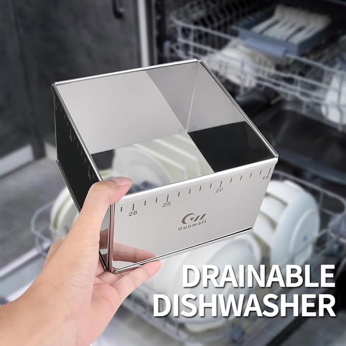 Guowall Adjustable Cake Ring Extensible Rectangle Ring Mold Detachable Stainless Steel Square Shaped Cake Cutter, Nonstick DIY Baking - 5.9 x 5.9 in (15 x 15 cm)