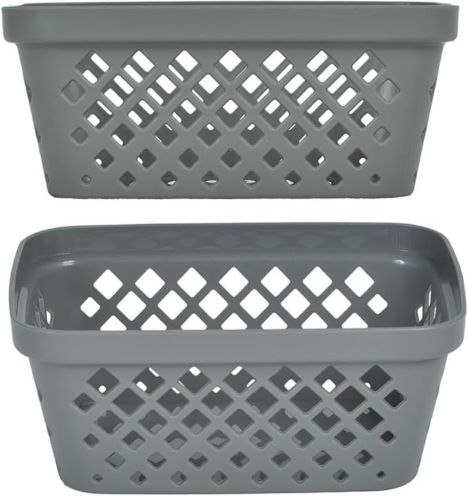Glad Plastic Storage Basket Set - Multipurpose Drawer Trays, Kitchen Pantry Containers, and Bathroom Bins - 9 Pack Small Organizers, Grey