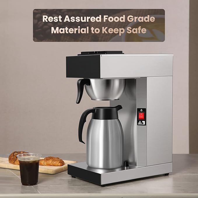 SYBO Commercial Coffee Makers 12 Cup, Drip Coffee Maker Brewer with 74Oz thermal carafe, Stainless Steel Cafetera SF-CB-1AA