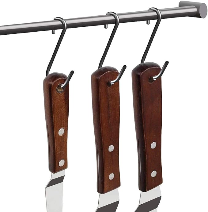 4PCS Offset Cake Icing Spatula Set 4” 6” 8” 10” Professional Stainless Steel Cake Decorating Frosting Spatulas with Wooden Handle (Angled)