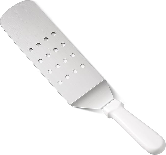 New Star Foodservice 36176 Plastic Handle Flexible Grill Turner/Spatula, 14.5-Inch, Perforated, White