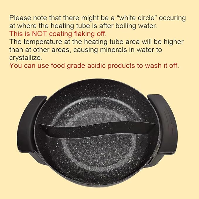 Food Party Electric Hot Pot with Divider Hotpot Pot Electric Hopot Cooker Shabu Shabu Pot 110V 1200W Non-Stick 6-Quart BPA FREE Fondue Chinese Hot Pot