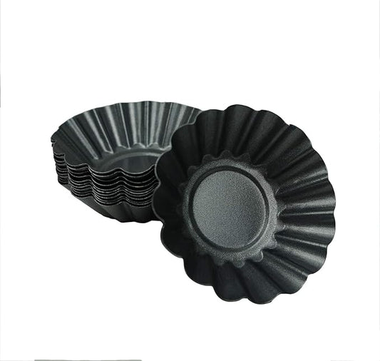 12 Pack Egg Tart Pan, Non-stick Carbon Steel Tartlet Tins, Mini Pie Mould, Muffin Cupcake Pudding Baking Cup Maker - for Pies, Chinese Egg Tart, Cakes (Big Size 3"x 0.9")