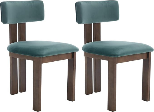 chairus Dining Chairs Set of 2 Velvet Diner Chairs Modern Wood Chairs for Kitchen and Dining Room, Green