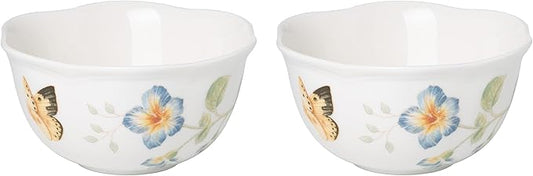Lenox 890914 Butterfly Meadow 2-Piece Porcelain Dessert Bowl Set, Blue, 4.75"