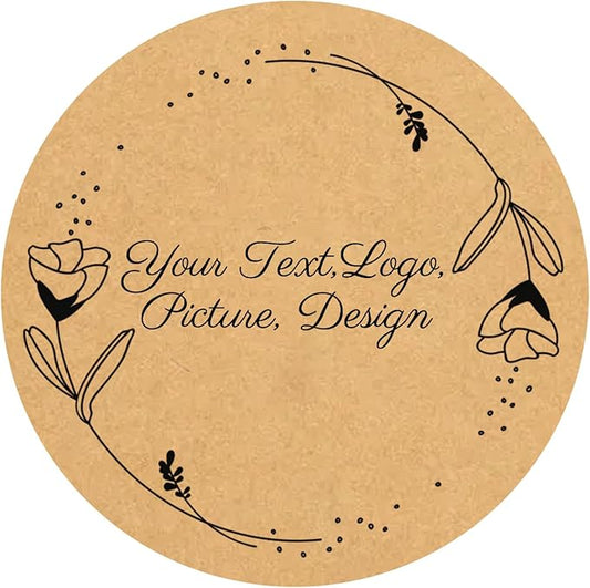 Custom Stickers Kraft Paper Labels Personalized Withe Text, Business Logo Customized Food Jars Labels Bakery Label Sticker Package Favor Canning Circle 100pcs (Style 9)