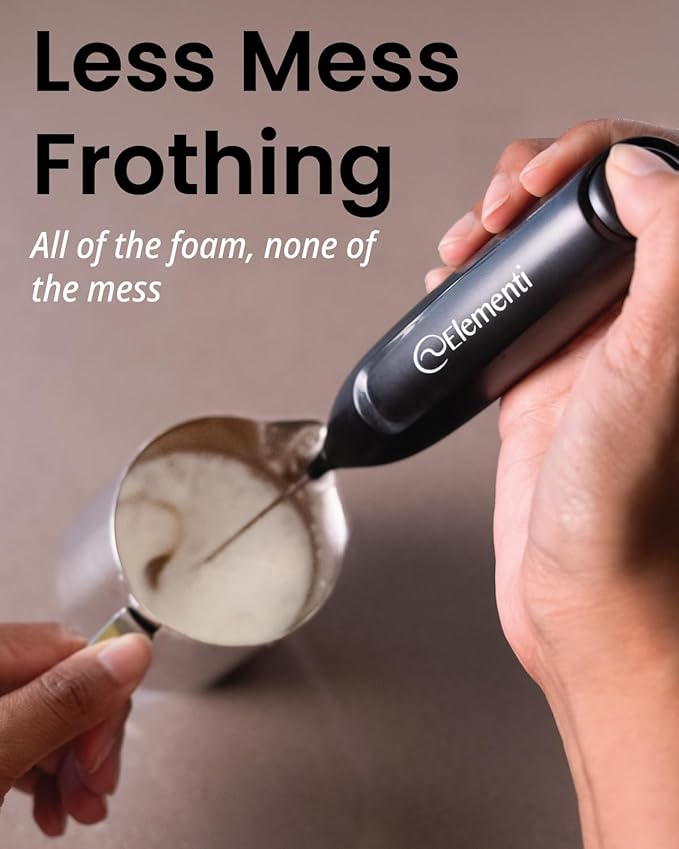 Elementi Powerful Frother Wand – Lightweight Milk Frother & Drink Mixer Handheld, Matcha Whisk for Dreamy Lattes, Powerful Coffee Mixer Wand & Blender Stirrer for Creamy Cappuccinos at Home (Lavender)