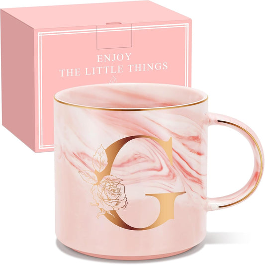 Personalized Gifts for Women Coffee Mug, Initial Customized Gift Monogrammed A-Z Coffee Mug 12 OZ, Christmas Anniversary Birthday Gifts for Women Mom Grandma Friend Sister Wife(G)