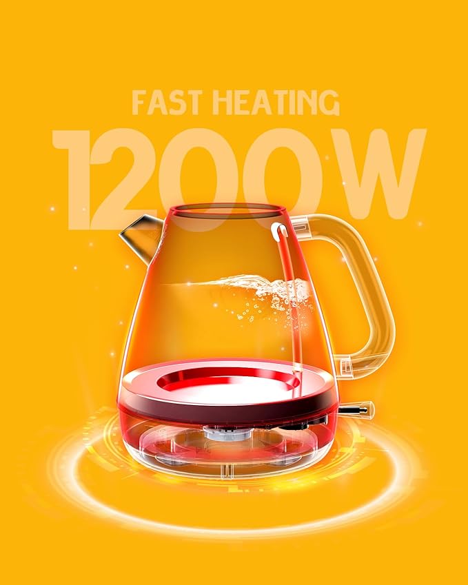 Hazel Quinn Retro Electric Kettle - 1.7 Liters / 57.5 Ounces Tea Kettle with Thermometer, All Stainless Steel, Fast Boiling 1200 W, BPA-free, Cordless, Rotational Base, Automatic Shut Off - Ruby Red