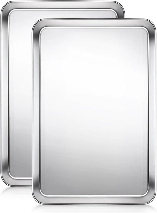 Baking Sheet, Cookie Sheet, Stainless Steel Baking Pan, 2 Piece-17.3''x 12.3'' x 1'', Half Sheet Pan for Oven, Baking Tray for Baking&Roasting, Nonstick&Nontoxic&Easy Clean