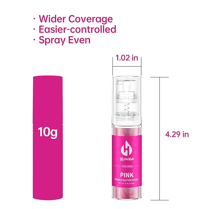 Pink Edible Glitter Spray - 10g Edible Pink Glitter for Cakes Food Grade Shimmer Powder Cake Sprinkles for Cookie Decorating Chocolate Strawberry