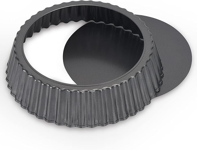 2 Pack Nonstick Tart Pan, Quiche Pan, Carbon Steel Deep-dish Pie Pan with Removable Loose Bottom (9.4 In)