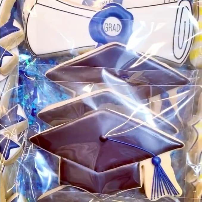 Graduation Cookie Cutters 6Pcs, Cap Gown Diploma Frame Medallion Shapes Cookie Cutter Mold, 304 Stainless Steel Biscuit Dough Fondant Cutters for Celebration Kitchen Baking