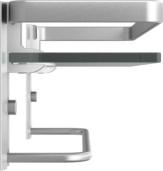 Danpoo Bathroom Wall Shelf with Towel Bar, Clear Tempered Glass, Hand Towel Holder (Matte Silver)