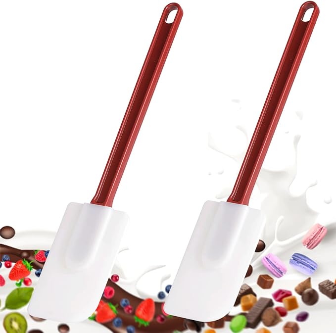 Silicone Spatula Set - Soft Rubber 9.5" Scrapers Resistant to 500F (2pcs)