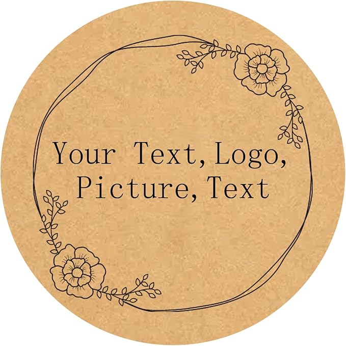 Custom Stickers Kraft Paper Labels Personalized Withe Text, Business Logo Customized Food Jars Labels Bakery Label Sticker Package Favor Canning Circle 100pcs (Style 13)