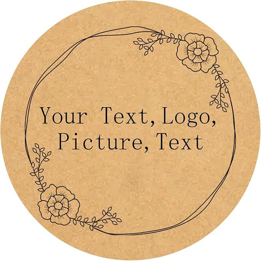 Custom Stickers Kraft Paper Labels Personalized Withe Text, Business Logo Customized Food Jars Labels Bakery Label Sticker Package Favor Canning Circle 100pcs (Style 13)