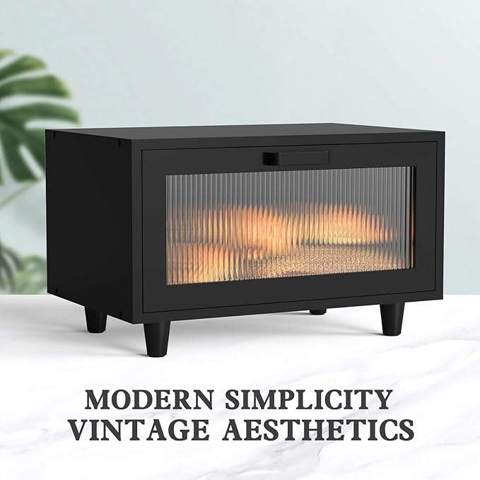 Bread Box for Kitchen Countertop Farmhouse Bread Holder Bread Storage Wooden Bread Container Black