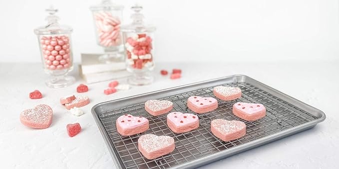 USA Pan Bakeware Quarter Sheet Baking Pan and Bakeable Nonstick Cooling Rack Set, Metal