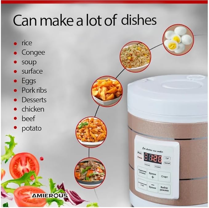 1.6L Manufacturer Multicooker Rice Cooker for Truck Kitchen & Travel RV Camping (car cooker 12v-24v Gold)